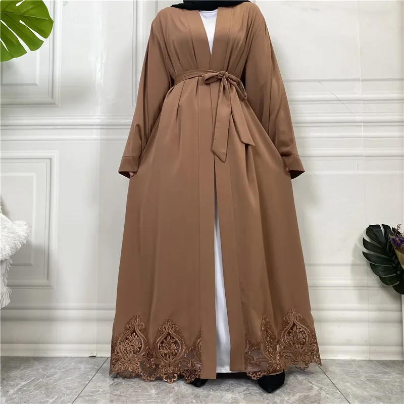 Eid Open Abaya Kimono Stickerei Muslimisches langes Hijab-Kleid Weiße schlichte Abayas für Frauen Dubai Türkei Kaftan Robe Islamische Kleidung