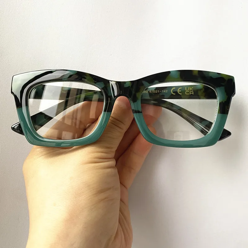 Fashion Anti-Blue Light Glasses Unisex Square Glasses Patchwork Frame Spectacles Green Color Googles Simplity Eyeglasses Google