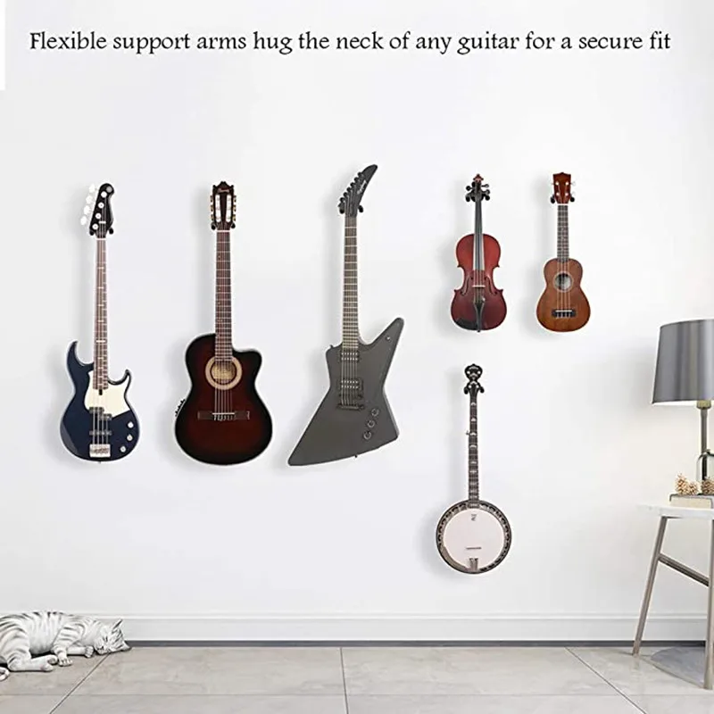 Metal Guitar Hanger Hook Wall Mount Non-slip Holder Stand for Guitar Ukulele Violin Bass Guitar Instrument Accessories