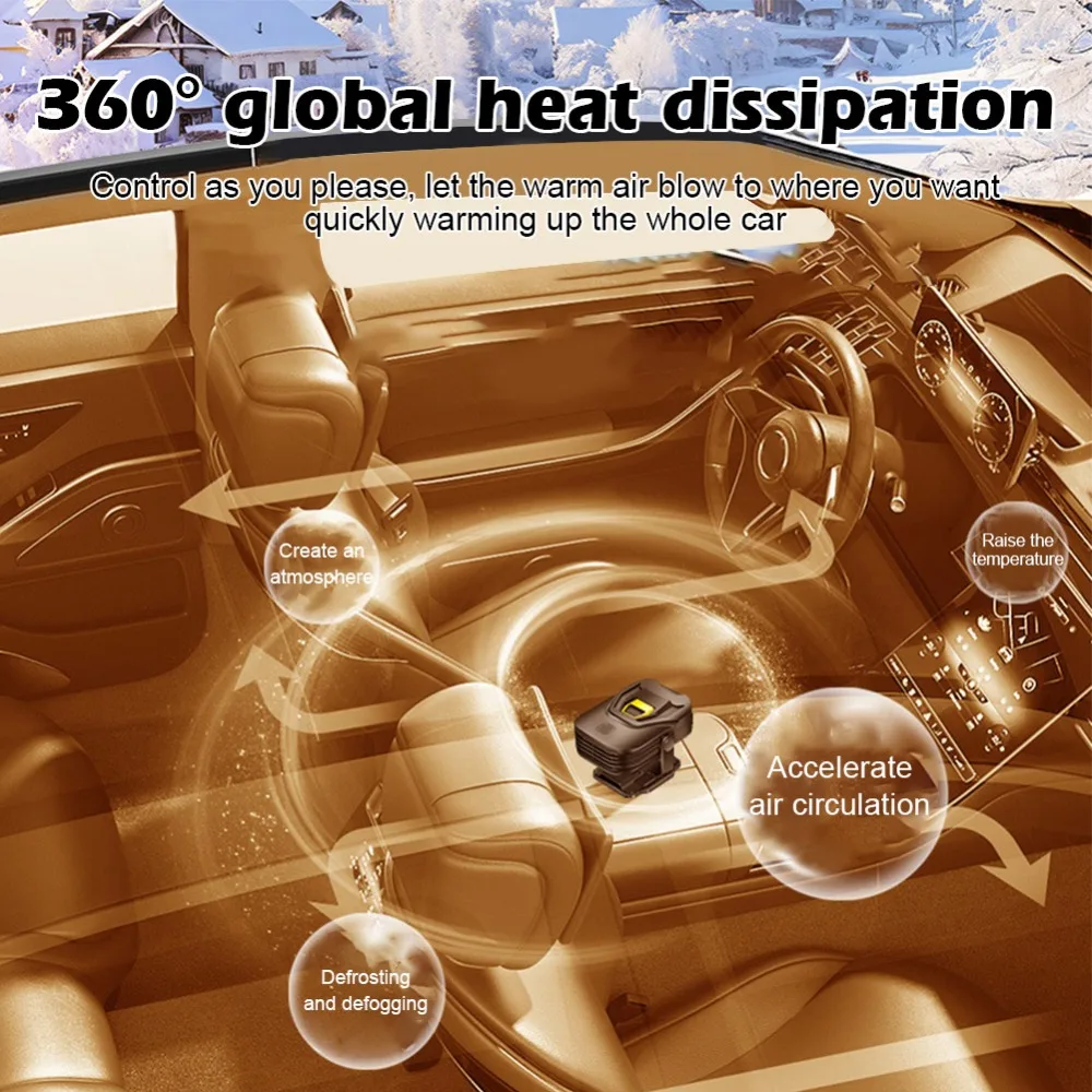 1 Pcs Portable Defroster Car Heater Fan 12V Car Heater Electric Cooling Heating Fan Windshield Defogger Defroster Demister