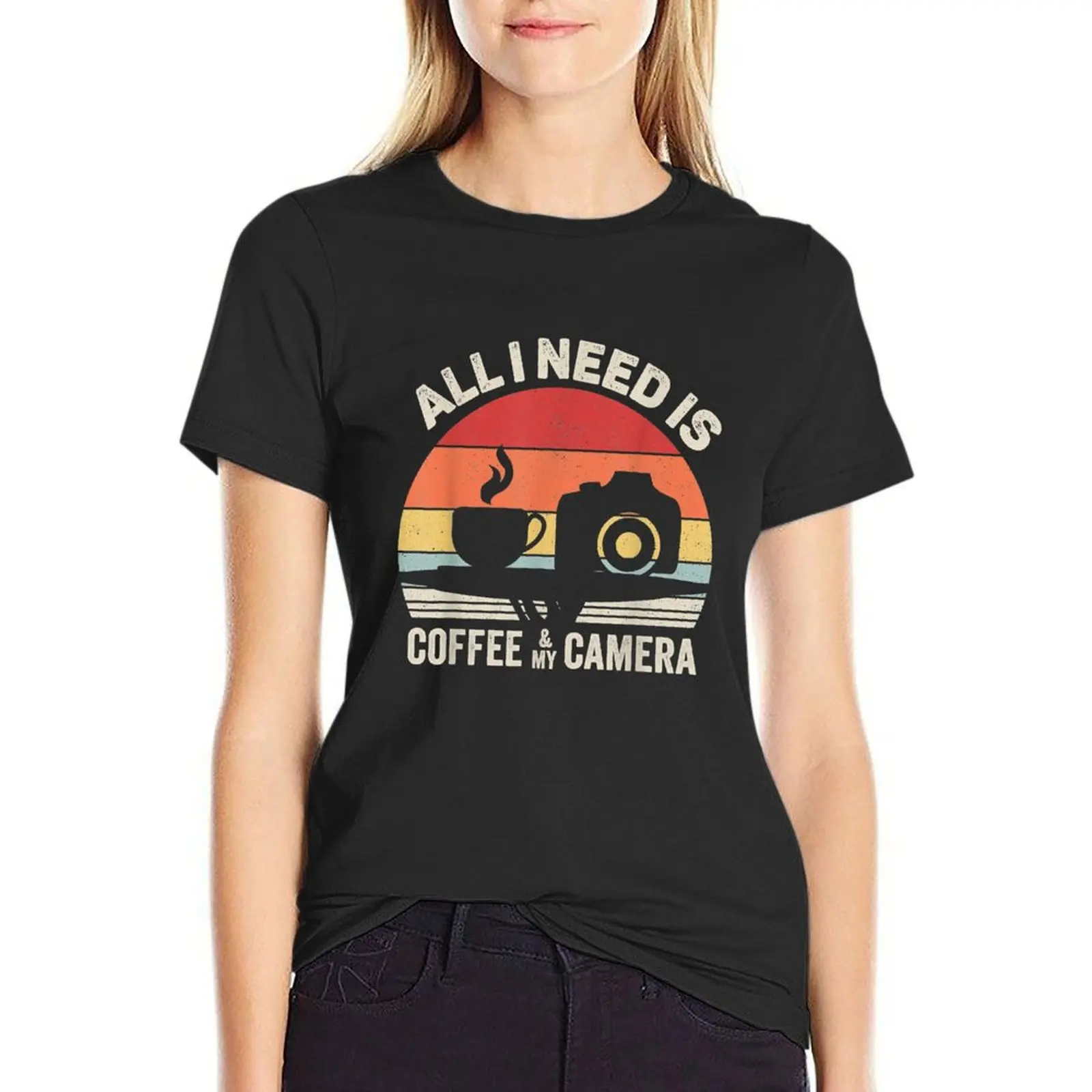 All I Need Is Coffee And My Camera Photography T-Shirt customs tees t-shirt dress for Women long