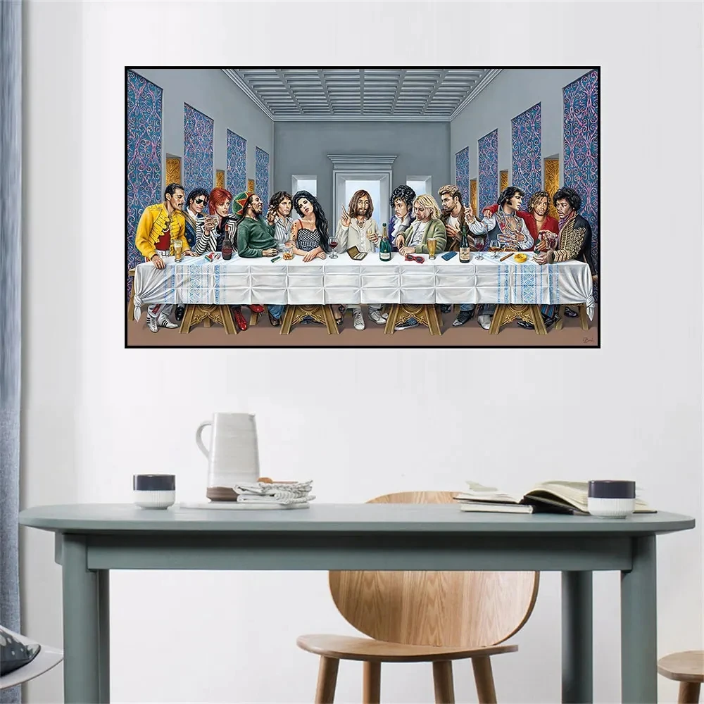 Famous Singer Stars Kurt Cobain Last Supper Canvas Painting Wall Art Picture Living Room Home Decoration Cuadros