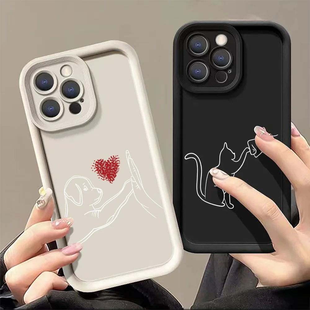 Cat Dog High Five Silicone Phone Case For Xiaomi Redmi 12 12C 13 13C Redmi Note 13 12 11 Pro Plus 13 12S 12 11S 11 10S 10 Cover