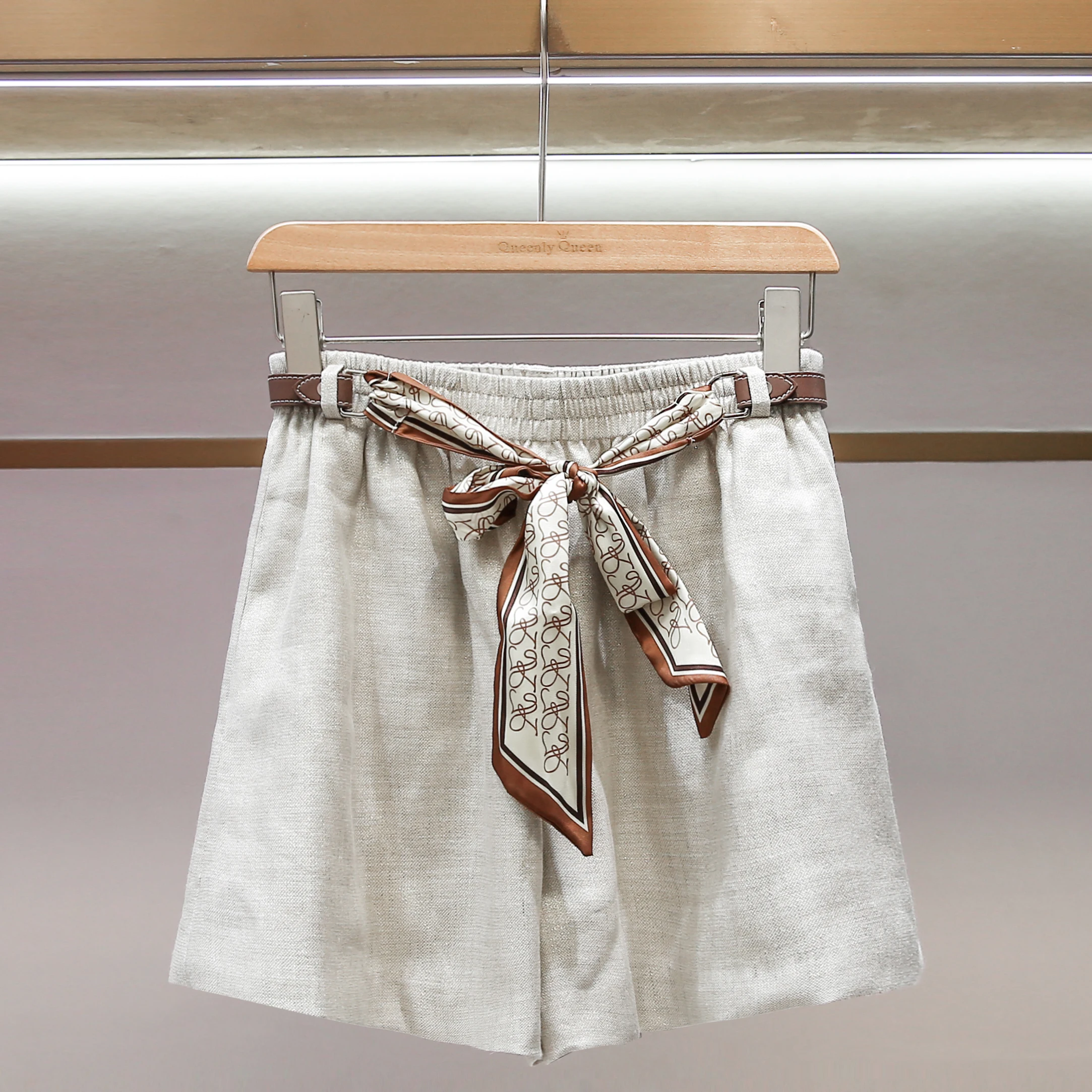 

Элегантные женские повседневные брюки-палаццо с поясом-платком из шелка, на резинке, универсальные, удобные, для женщин среднего возраста, осенняя мода