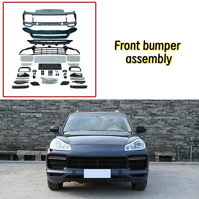 Car Front bumper Assembly for Porsche Cayenne 2007-2010 Upgrade To 2020 Style Front Surround Grille Auto Accessories