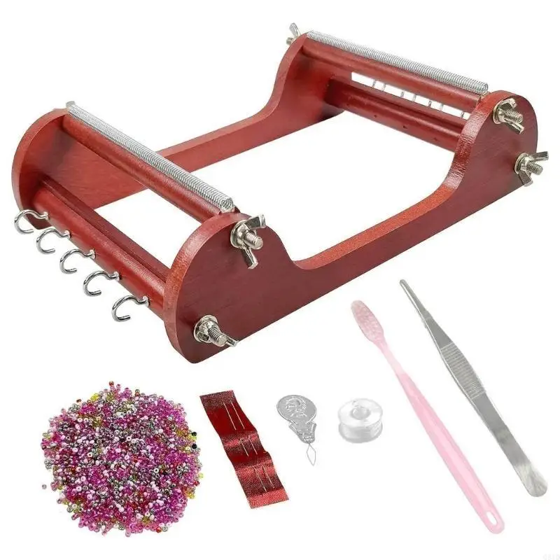 

Antique Bead Weaving Machine Vintage DIY Jewelry Making Handcrafted Bead Loom Set for Bracelets Necklaces