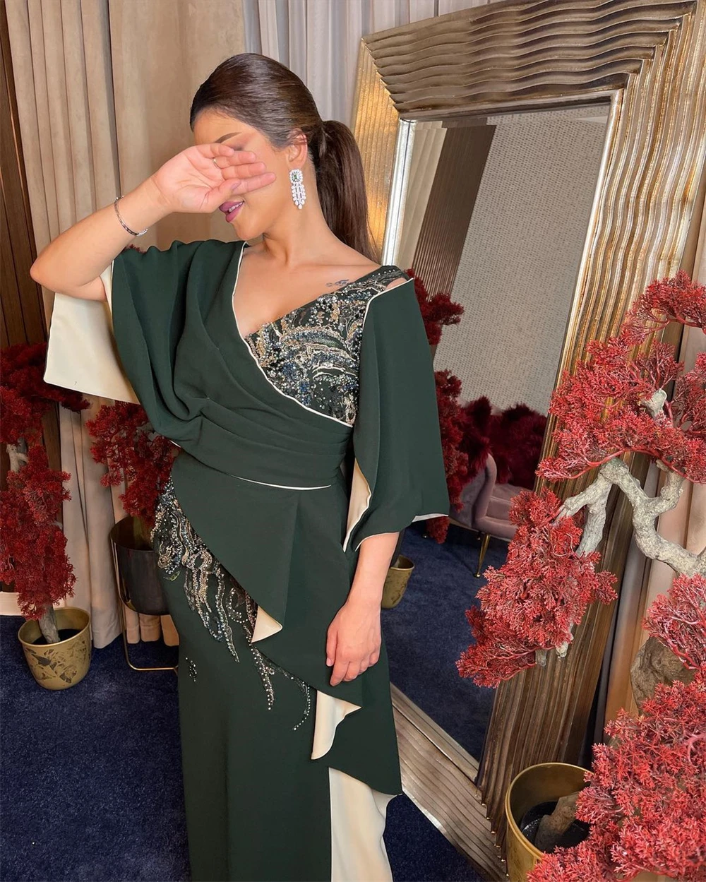 Customized Prom Dresses sparkle V-neck Sheath Cocktail Sequin Flowers S Occasion Evening Gownvestidos de fiesta فساتين سهره نس