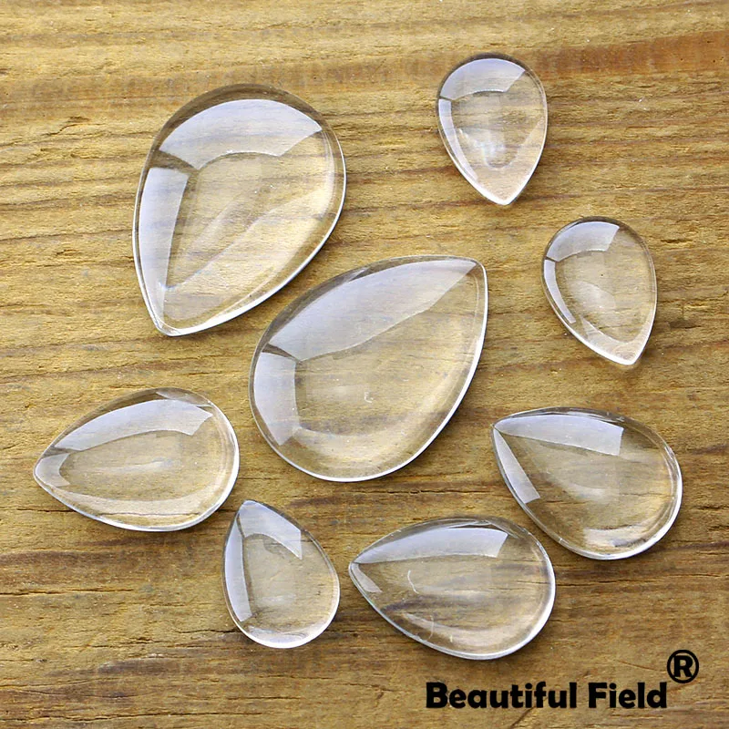 10x14mm 13x18mm 18x25mm 20x30mm Clear Drop Glass Cabochons Blank Cameo Set Handmade Settings Stones Transparent Domed