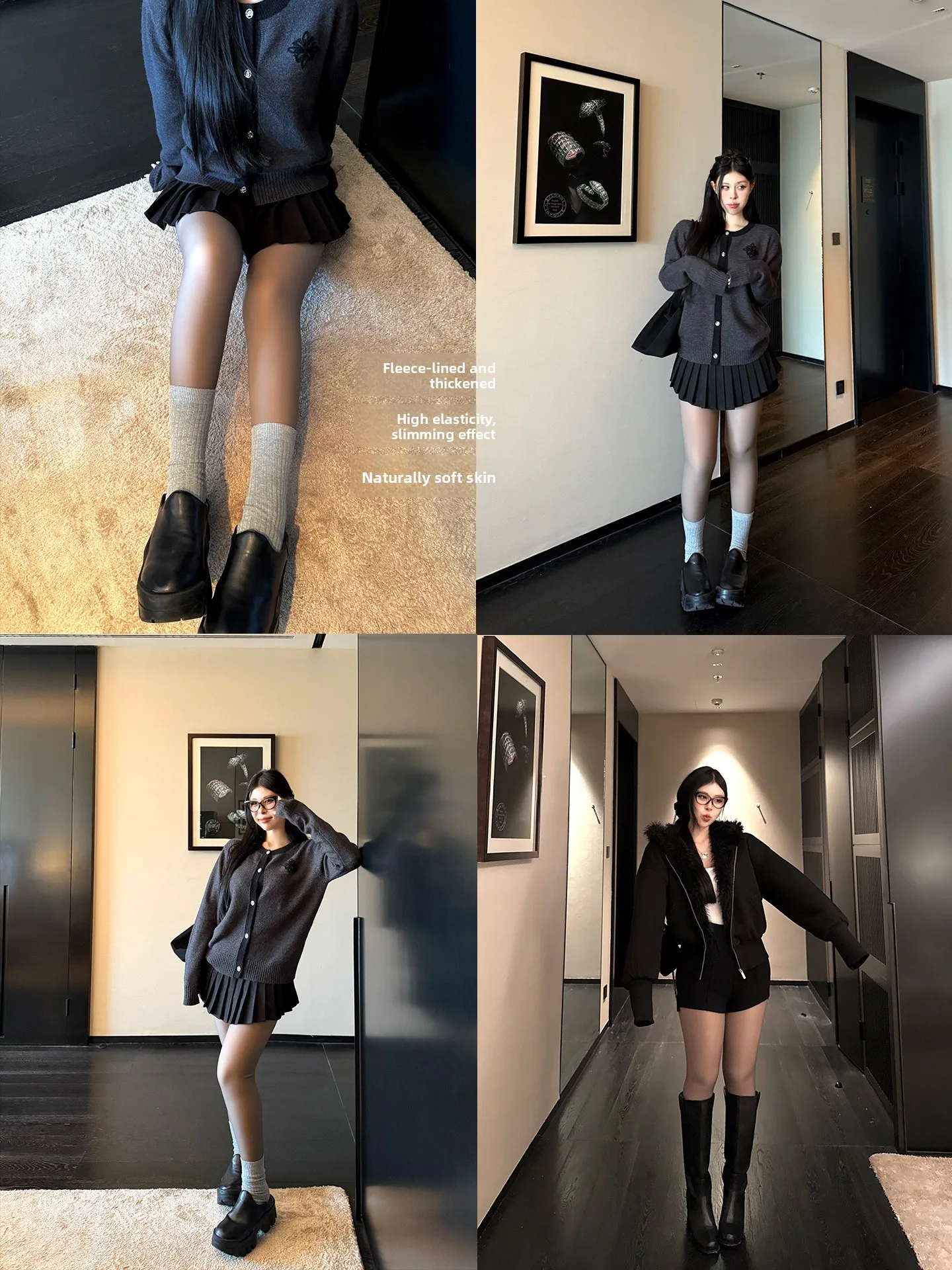 

Леггинсы с высокой талией Fce Lined iny Bla, женские нескользящие брюки с защитой от крючков, осенне-зимние брюки, повседневная одежда