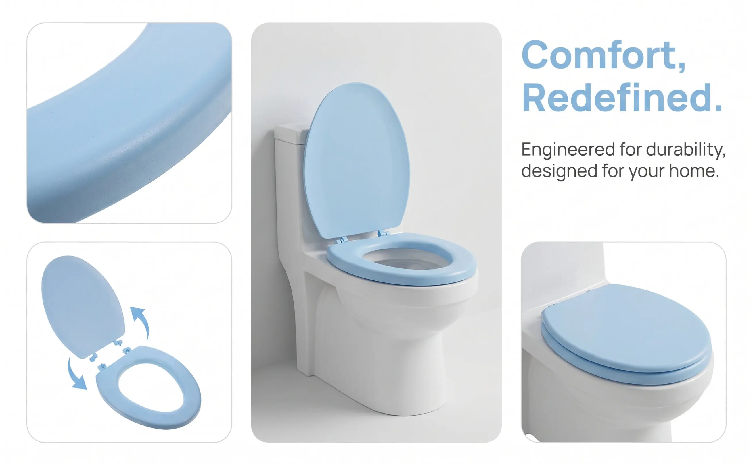 Toilet Seat Bathroom Replacement Halloween Christmas New Year Bathroom Toilet Seat Cushioned Toilet Seat Blue Toilet Seat