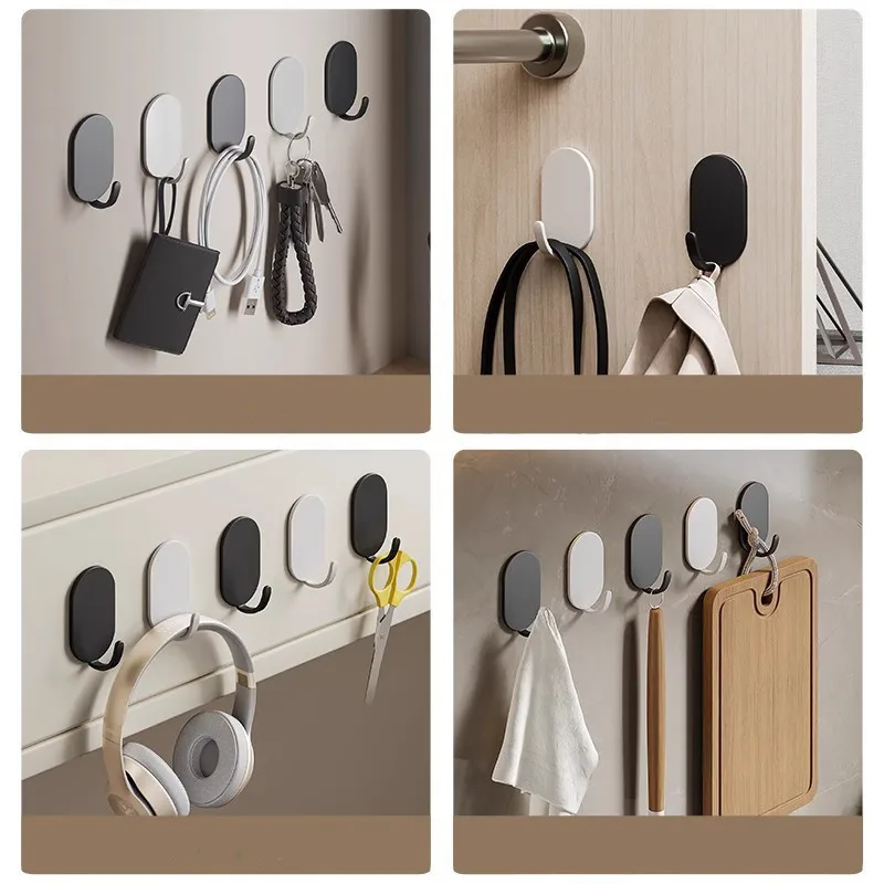 5/10Pcs Self-Adhesive Wall Hooks Door Keys Clothes Hanger Robe Hook Coat Rack Towel Holder Bathroom Accessory Multifunction Hook