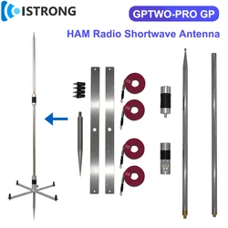 GPTWO-PRO Shortwave Portable Antenna  GP Antenna HAM Radio Shortwave Antenna 7-54MHz 6-20m/40m Band Vertical Polarization