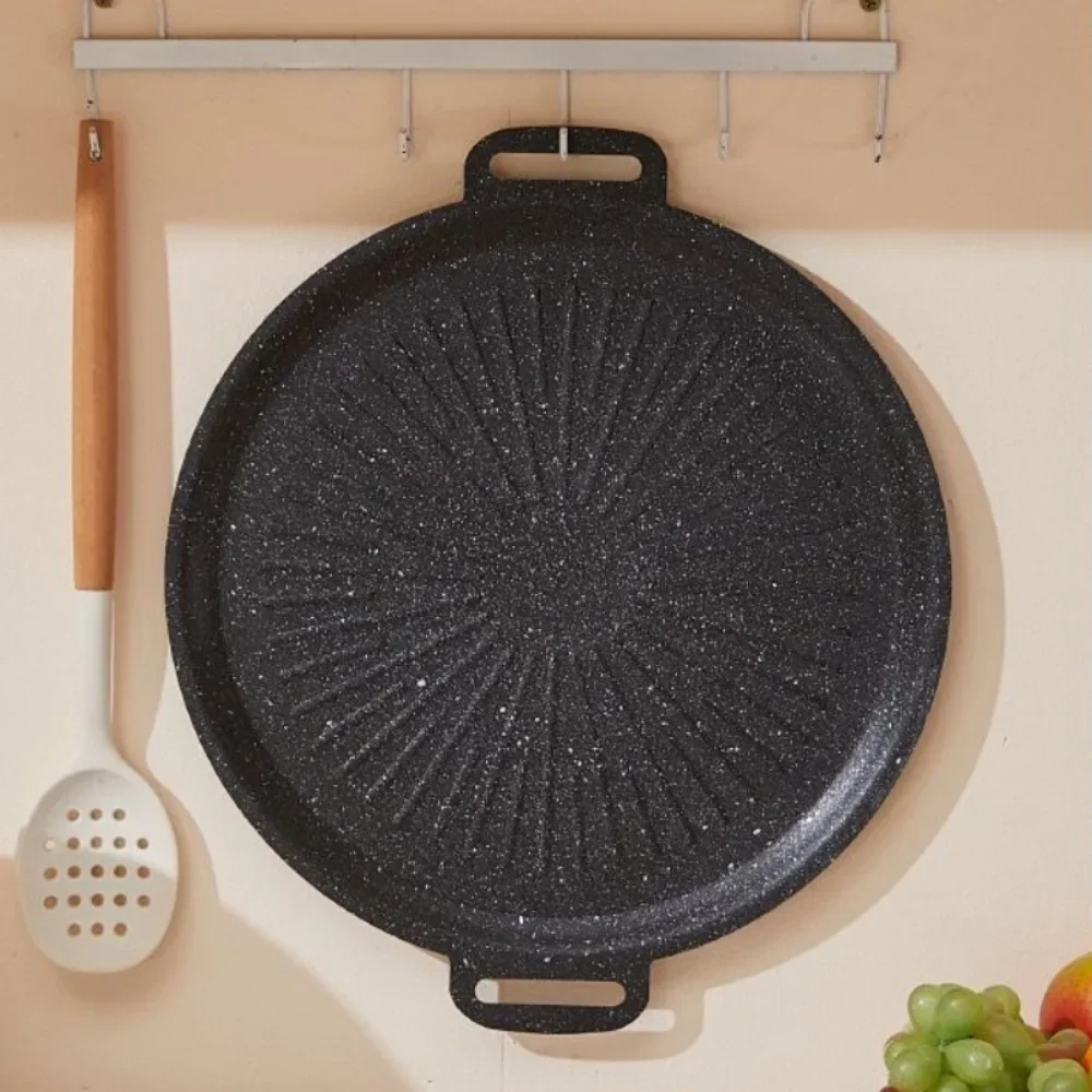 Loyang Pemanggang Anti Lengket Oval Tebal Besar Wajan Pemanggang Steak Baja Karbon Multifungsi Mudah Dibersihkan Bbq Korea