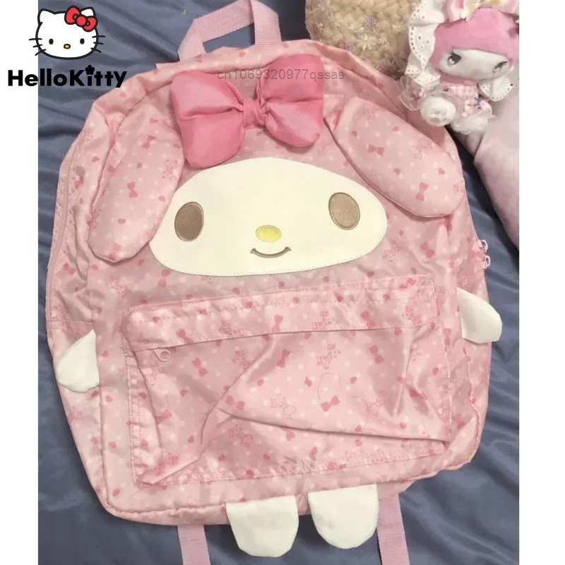 Sanrio Pom Pom Purin Melody Cute Cartoon Printed Backpacks for Women Girl Heart Student School Bag Zipper Casual Travel Backpack