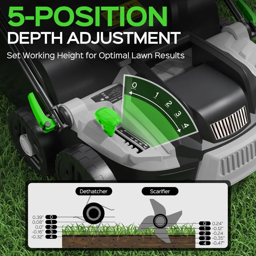 Elektrischer Vertikutierer und Vertikutierer mit 16 Zoll und 15,5 Ampere und 14,5 Gallonen Tasche für die Rasenpflege – leistungsstarkes 2-in-1-Hofpflegewerkzeug