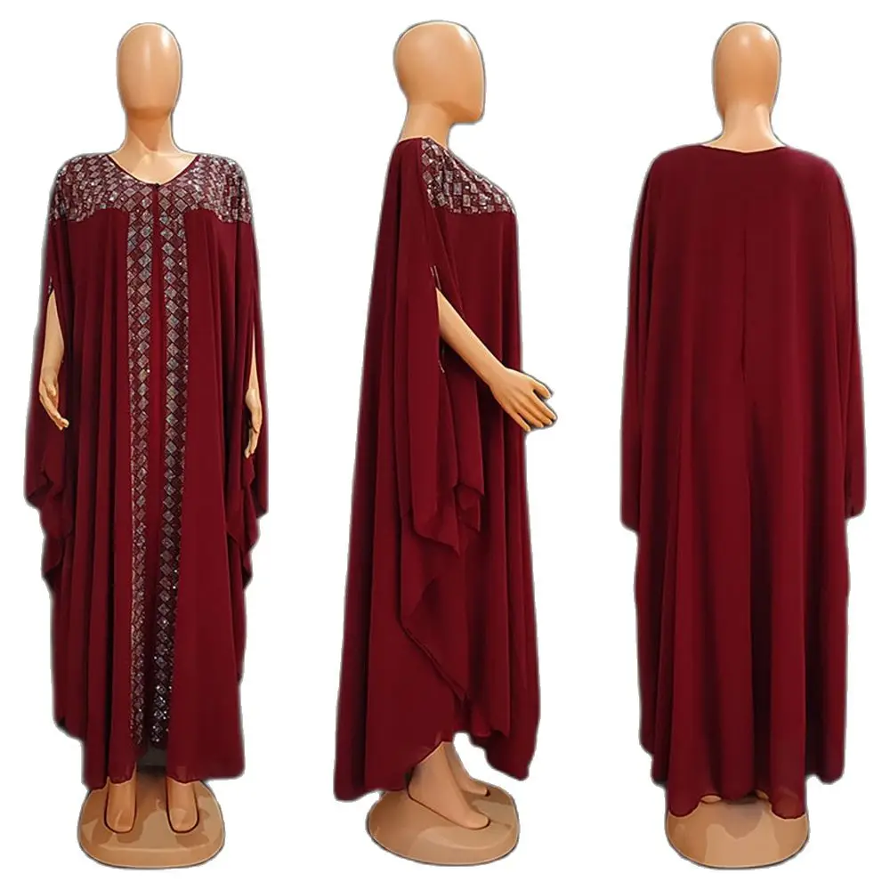 MAMA DA-ropa musulmana Abaya clásica, vestidos largos de mujer, Material de gasa, talla libre, manga de murciélago, Túnica con inserto de diamantes