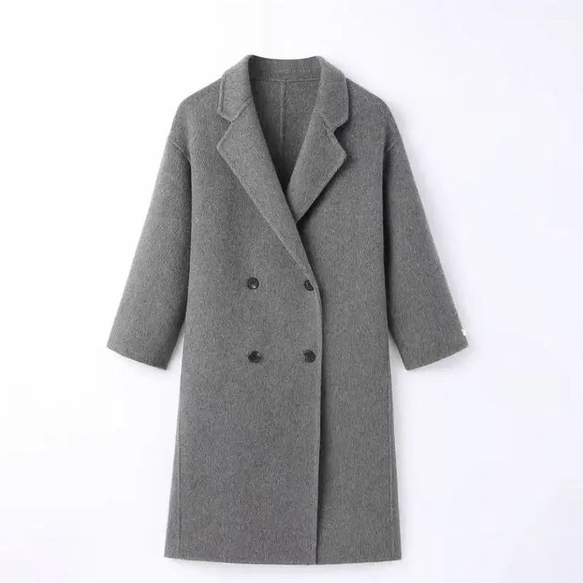 

Autumn and Winter New Double-sided Wool Coat for Women Long Cashmere Korean Version Loose Woolen Coat with a Slimming Temper