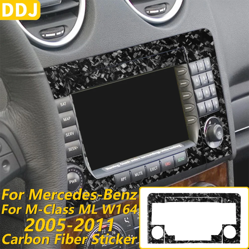 For Mercedes-Benz M-Class ML W164 2005-2011 Forged Carbon Fiber Central Control Navigation Radio Panel Car Accessories Sticker