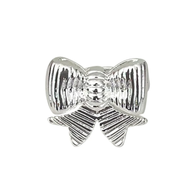 Foxanry 여성용 과장된 나비 매듭 기하학적 반지, 소녀 힙합 개성, 트렌디 클래식, 우아한 웨딩 신부 보석 선물