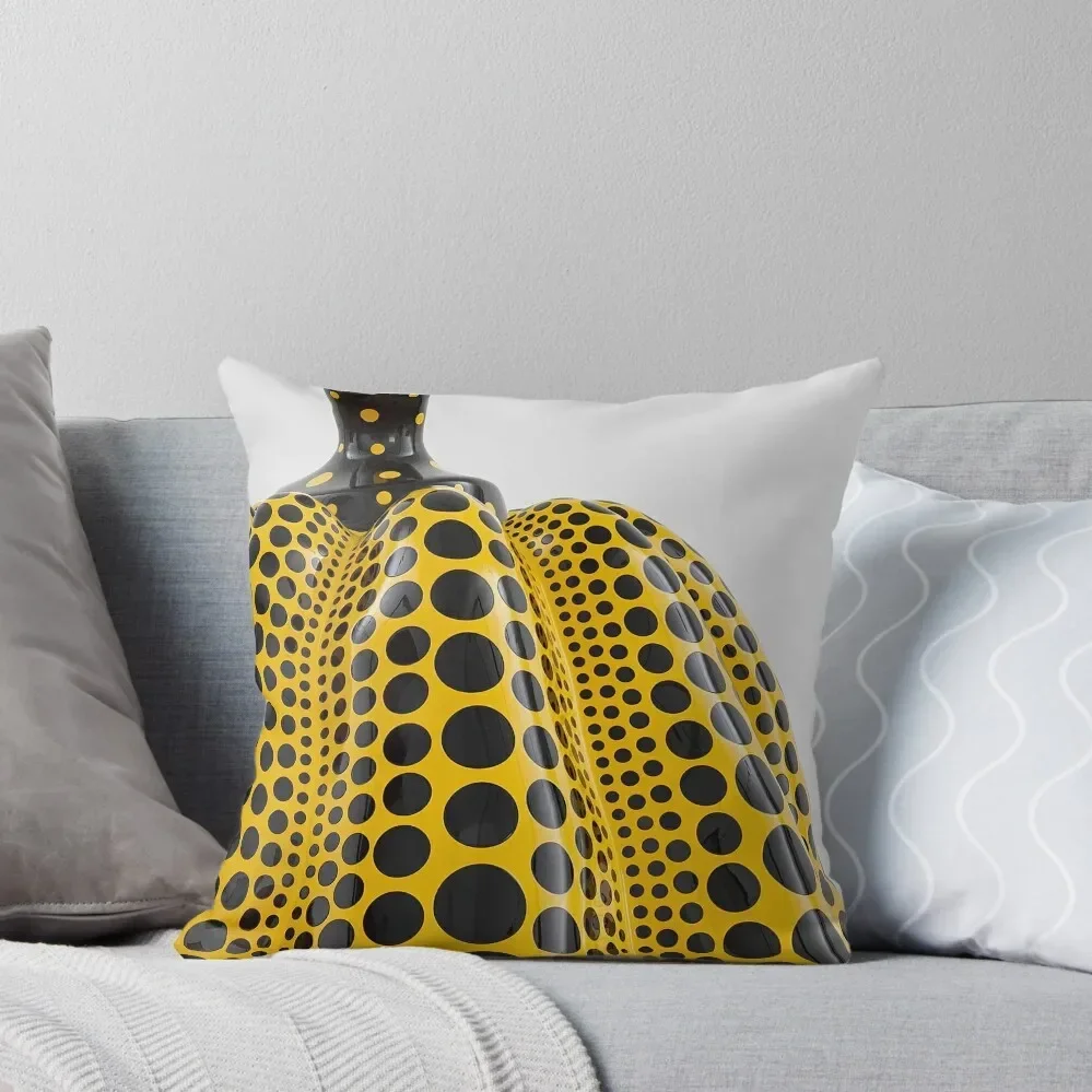 Yayoi Yellow Pumpkin Detail Polka Dot Throw Pillow Cushions For Decorative Sofa Decorative pillow case Sofa Cushions pillow