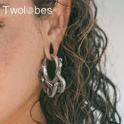 Twolobes 2PCS Snake Punk Ear Weights Hangers 316 Stainless Steel Piercing Body Jewelry Gauges Tunnels For Stretched Lobe