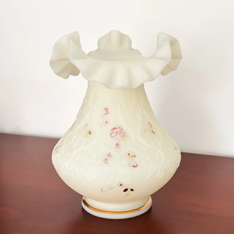 Spanish lace cream glass medieval vase flower ware