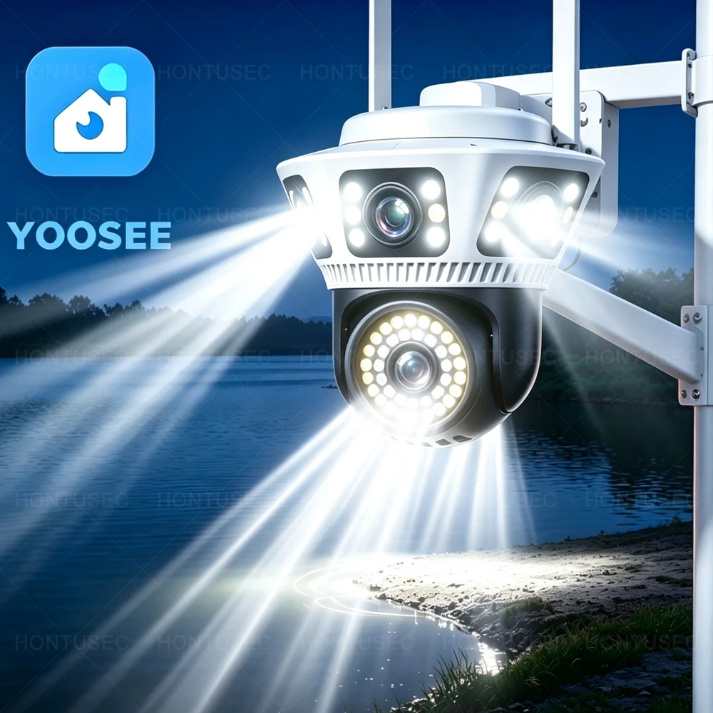 Yoosee 6K 12MP Three Lens Three Screens Outdoor Waterproof Auto Tracking Two Way Audio Color Night Vision Surveillance Camera