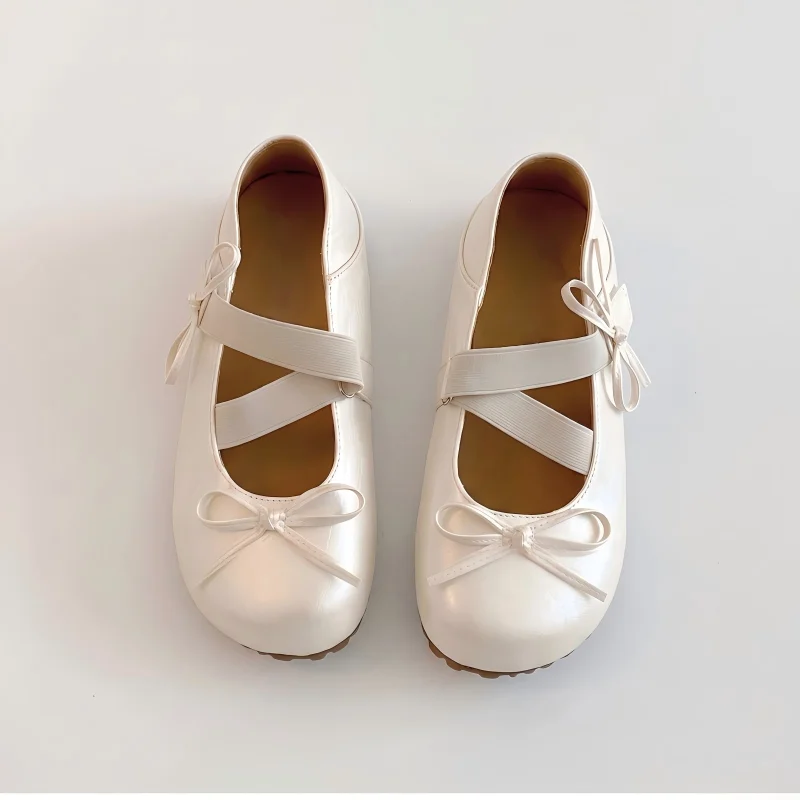 Zapatos de Ballet Planos para Mujer Franceses Retro Francesas Manoletinas Bailarinas Merceditas con Lazo Correa Cruzada Punta Redonda Calzado de Lolita Balletcore Elegantes Suaves Cómodos Verano