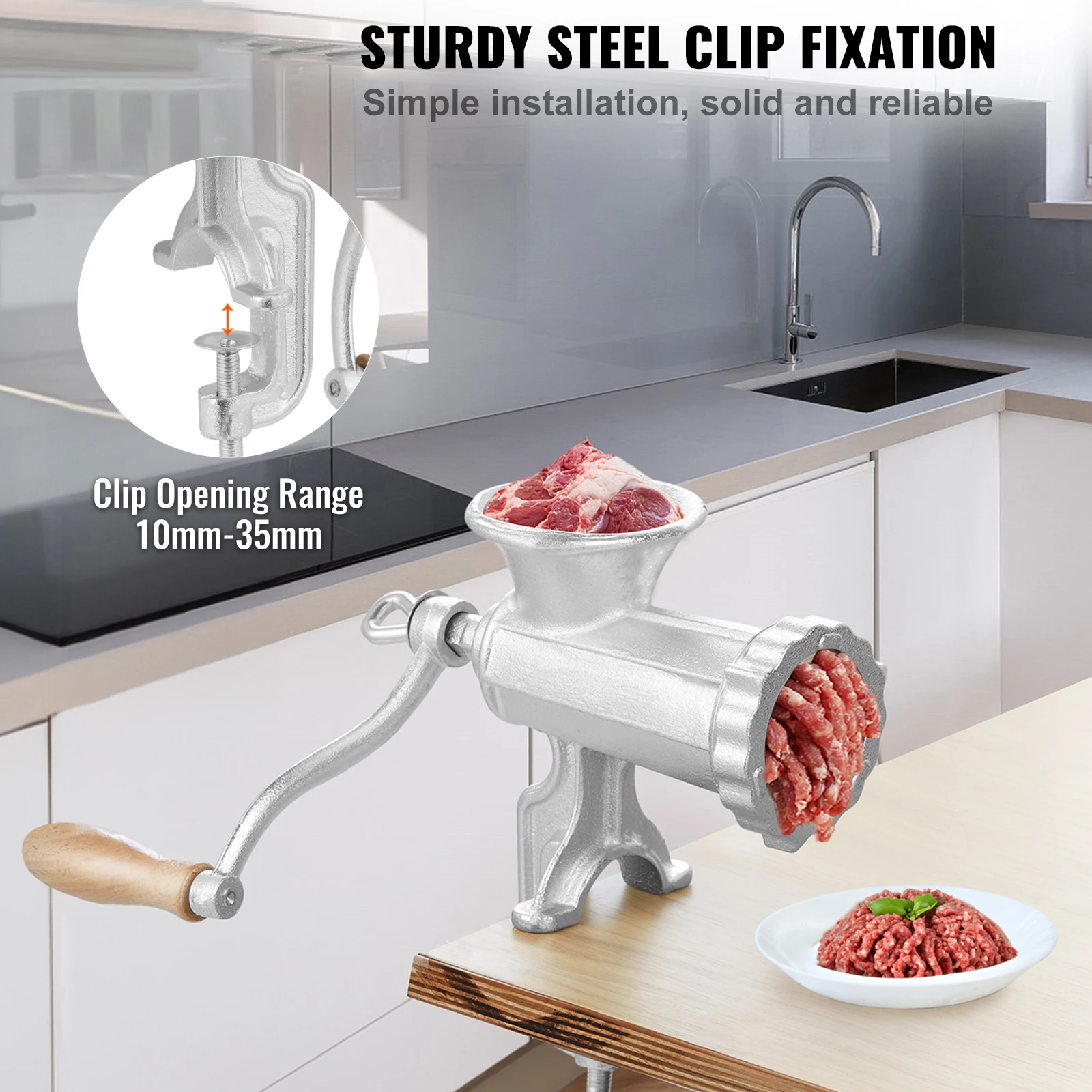 Succebuy Manual Meat Grinder Heavy Duty Cast Iron Hand Meat Grinder Steel Table Clamp Meat Mincer Sausage Maker 1 JJ2534