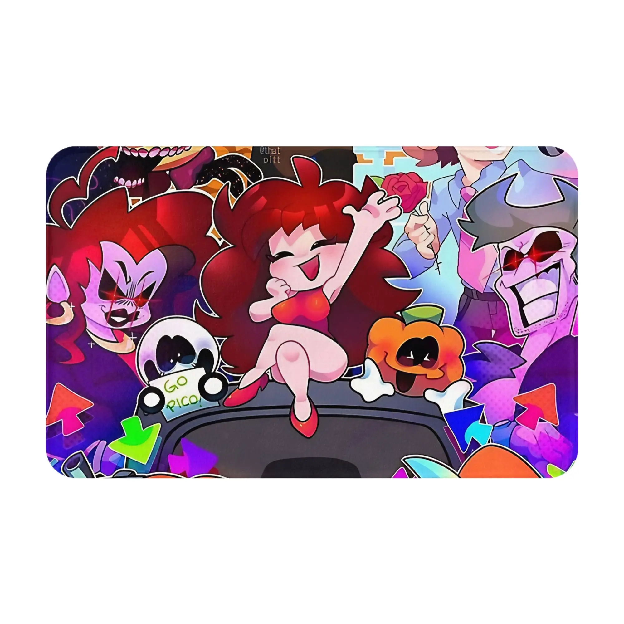 Friday Night Funkin collage   Decorations Bath Mat FNF Doormat Kitchen Carpet Outdoor Rug Home Decor