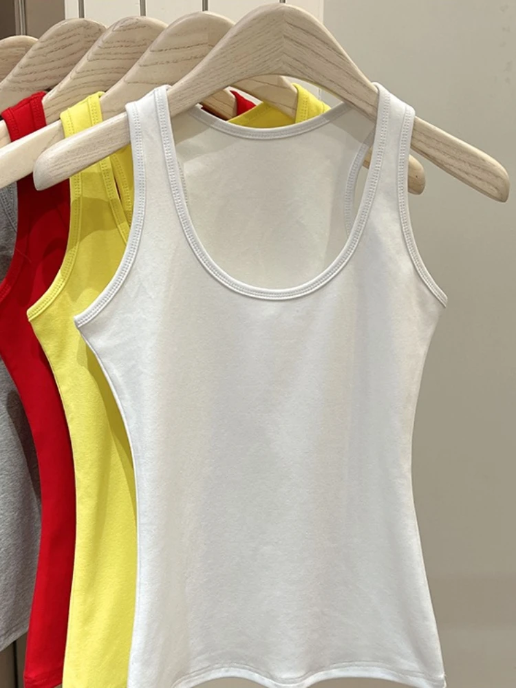 2026 Sommer Neu Minimalistisches Vielseitiges Ärmelloses Oberteil Damen Tank Top Einfarbiges Schmales Camisole für Innen- und Außenbekleidung