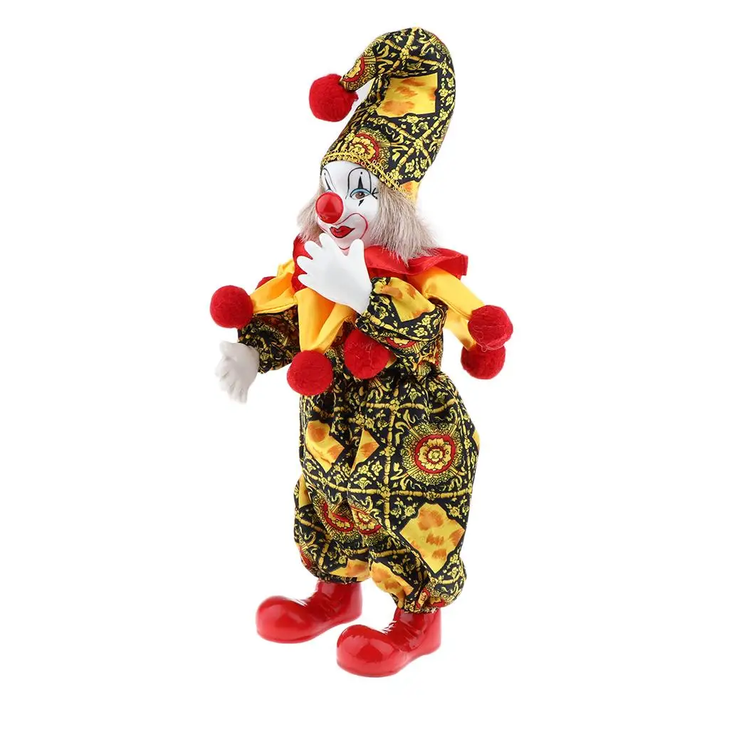 Cute Porcelain Hanging Feet Small Clown Doll, Display Ornaments, B