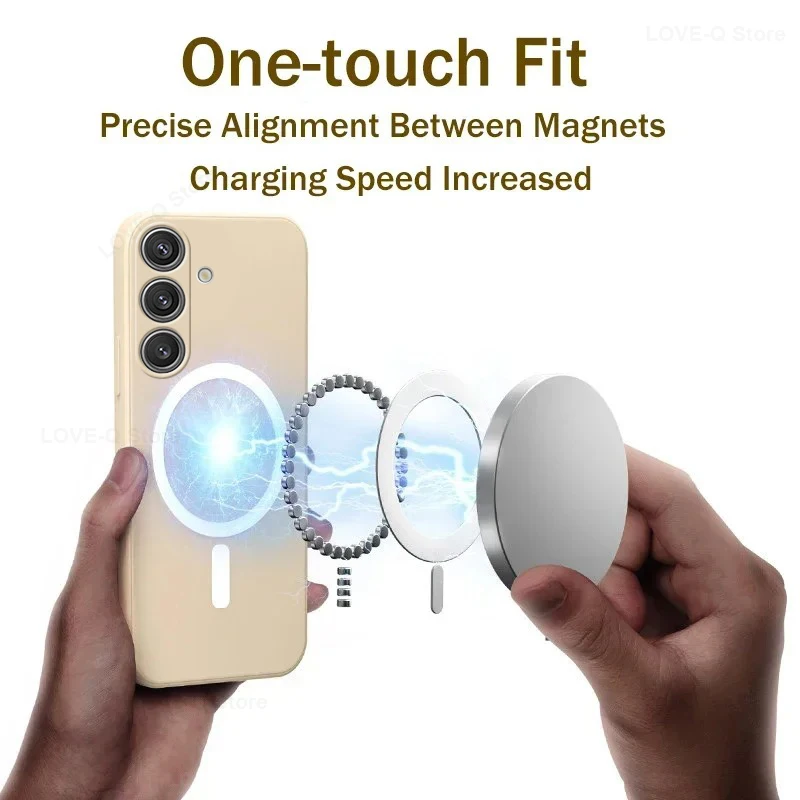 For Magsafe Magnetic Wireless Charge Case For Samsung Galaxy S25 S26 S24 S23 S 25 Ultra Plus FE Soft Cases Liquid Silicone Cover 썸네일 2