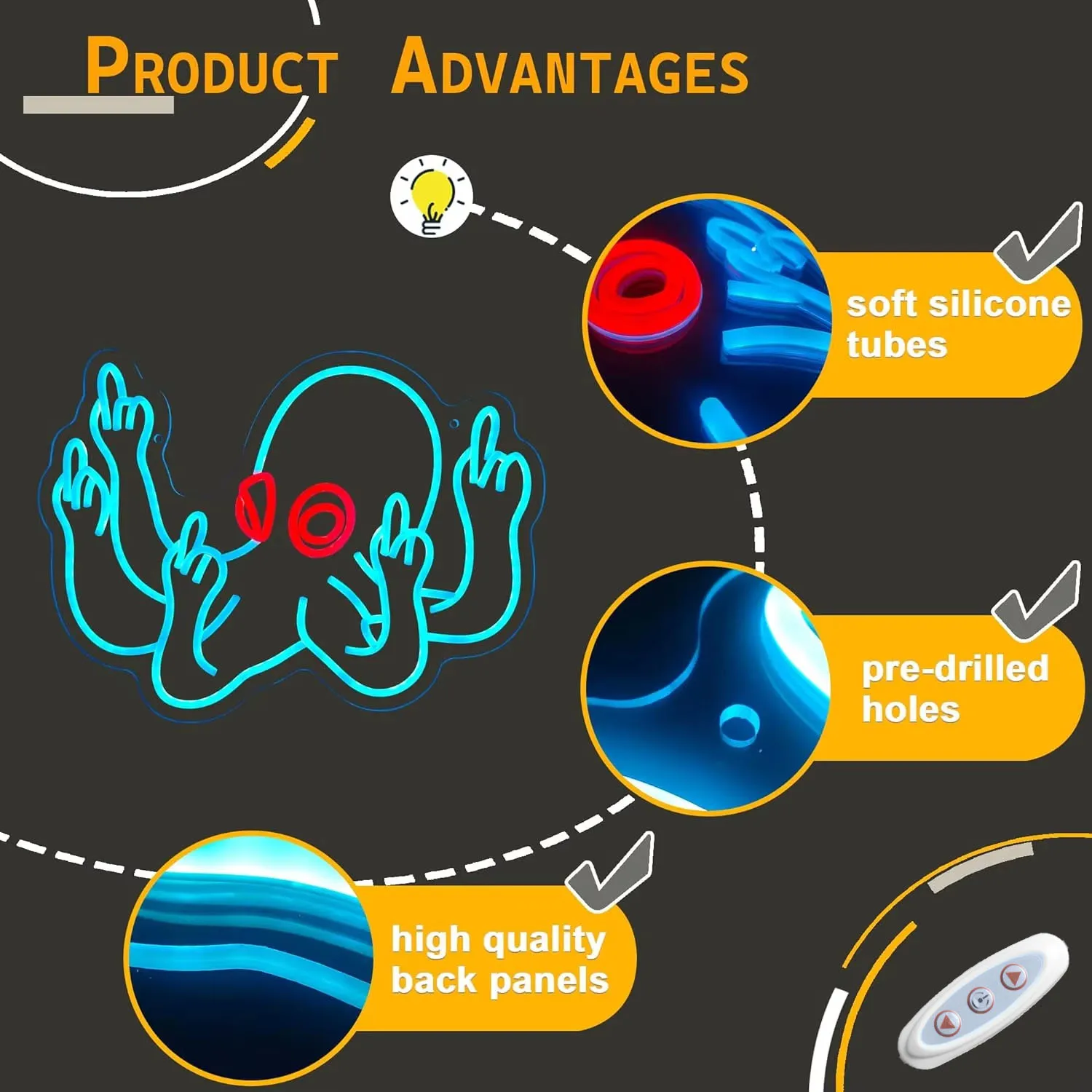 Octopus Neon Signs LED Neon Light Sign Light Up Neon Signs Wall Decor for Kids Bedroom Play room Seafood Restaurant Gift