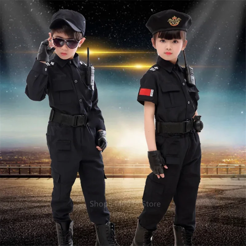 Cosl120 Children Traffic Special Police Halloween Carnival Party Performance Policemen Uniform Kids Army Boys Cosplay Costumes 1