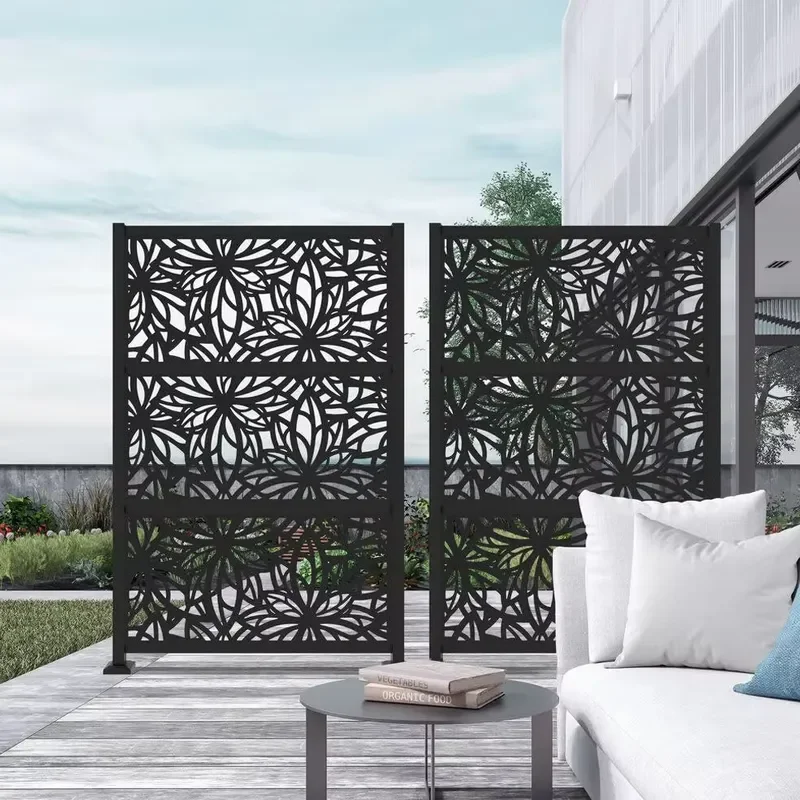 Aluminum Fence Cover Panel 8ft Tall Horizontal Slat Design to Upgrade Your Garden Privacy