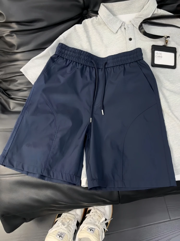 

Qui Dry Ice Silk Beach orts Men's Summer Thin Spor orts Casual Loose Fit mid Waist Belted Polyester Fiber orts