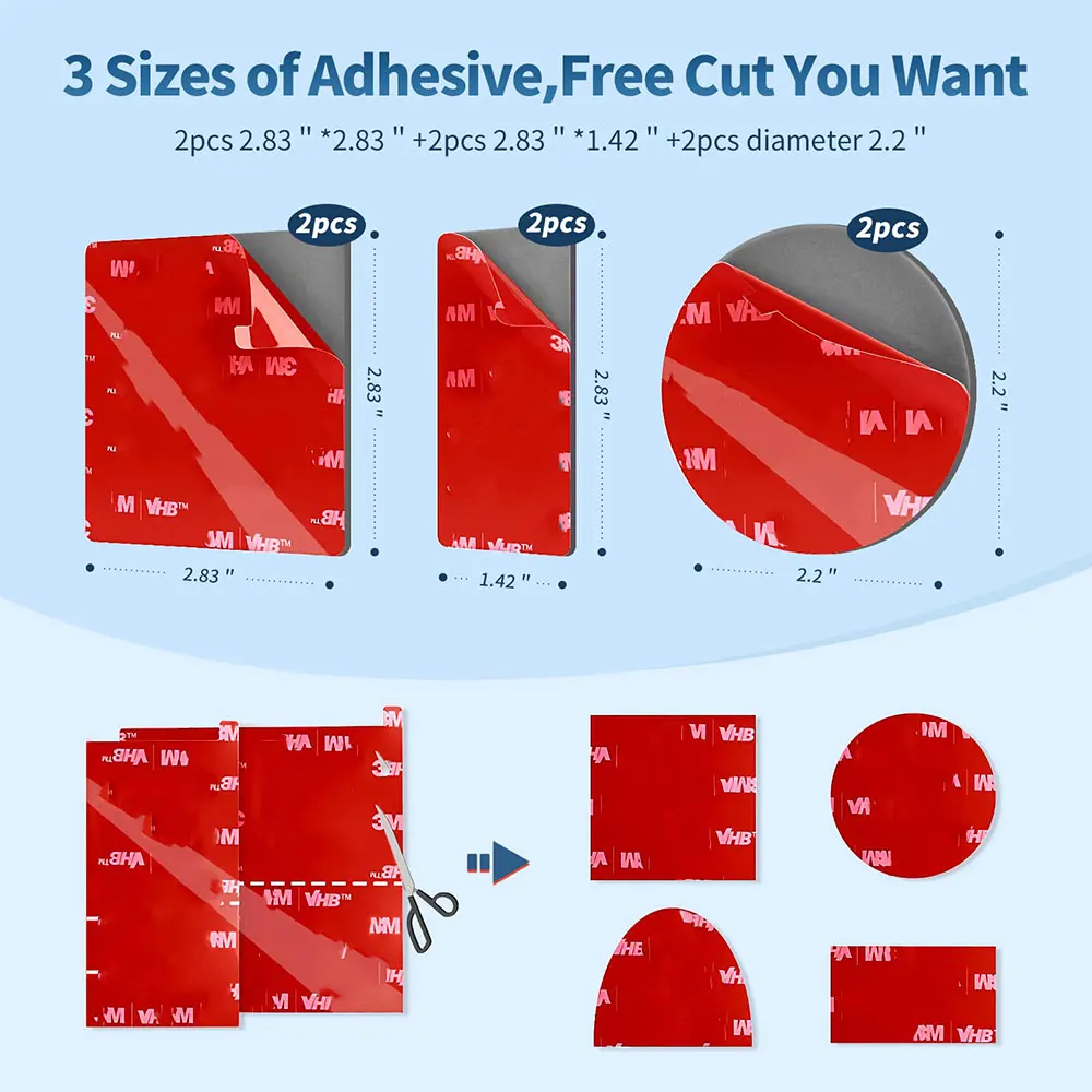 6pcs VHB Adhesive Sticky Pads for Dash Cam Double Sided Sticky Tape for Car Phone Holder Windshield Dashboard GPS Camera Holders
