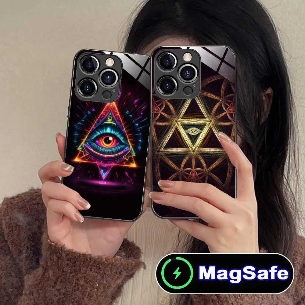 

Providence All Seeing Eye Phone Case for iPhone 17 16 15 14 13 12 11 Air Pro Max Plus Mini MagSafe Glass Colorful Cover Luxury
