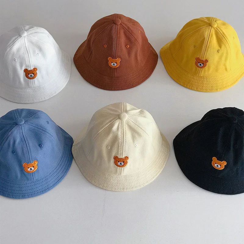 قبعة صياد أطفال كورية ، أقنعة واقية من الشمس في الهواء الطلق ، بلون واحد ، قبعات حوض للأطفال ، قبعة دلو قطنية للأطفال ، أولاد وبنات لطيفة