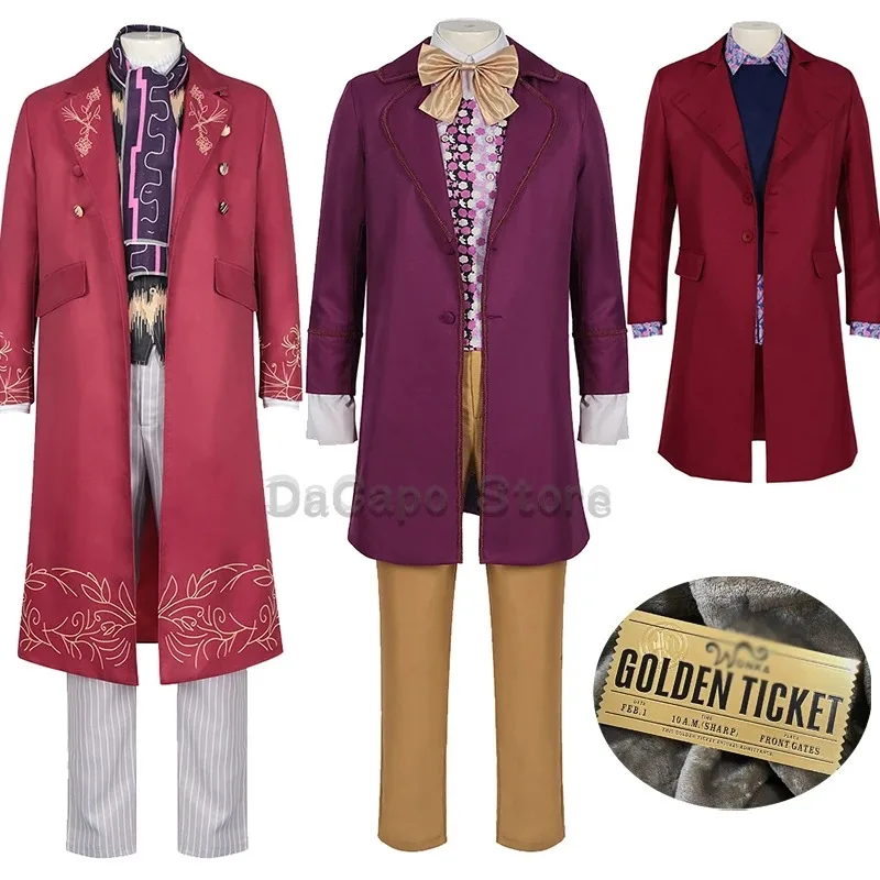 sisi 2233Willy Coat Costume Ticket Willie Wonca Cosplay Suit Outfit Chocolate Wonk Factory Men Fancy Halloween Roleplay
