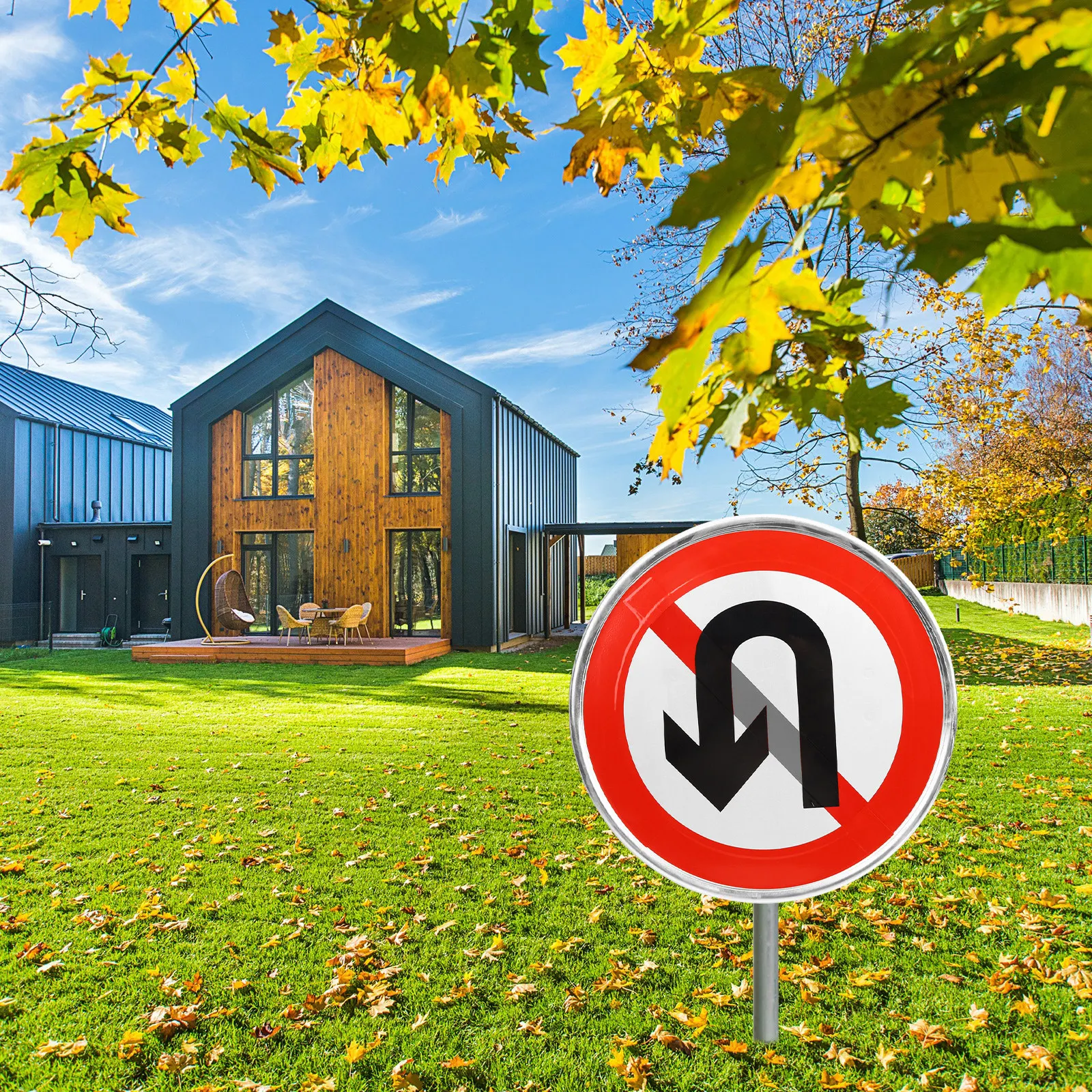 

No Turn Around Driveway Sign Privacy Road Indicator Reflective Metal Signage Weatherproof Yard Decor House Number Marker