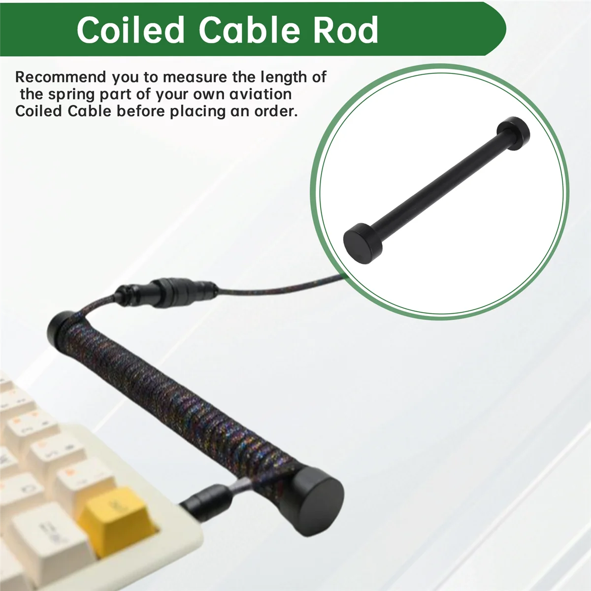 FZFZ 코일 키보드 케이블 보호 막대 코일 키보드 케이블 웨이트 로드 릴 스틱 케이블 정리기 와인더 블랙