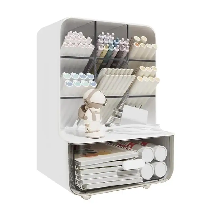 

Desk Organizer With Drawers Desktop Stationery Organizer Makeup Brush Storage Organizer Multi-functional Pen Holder Desktop