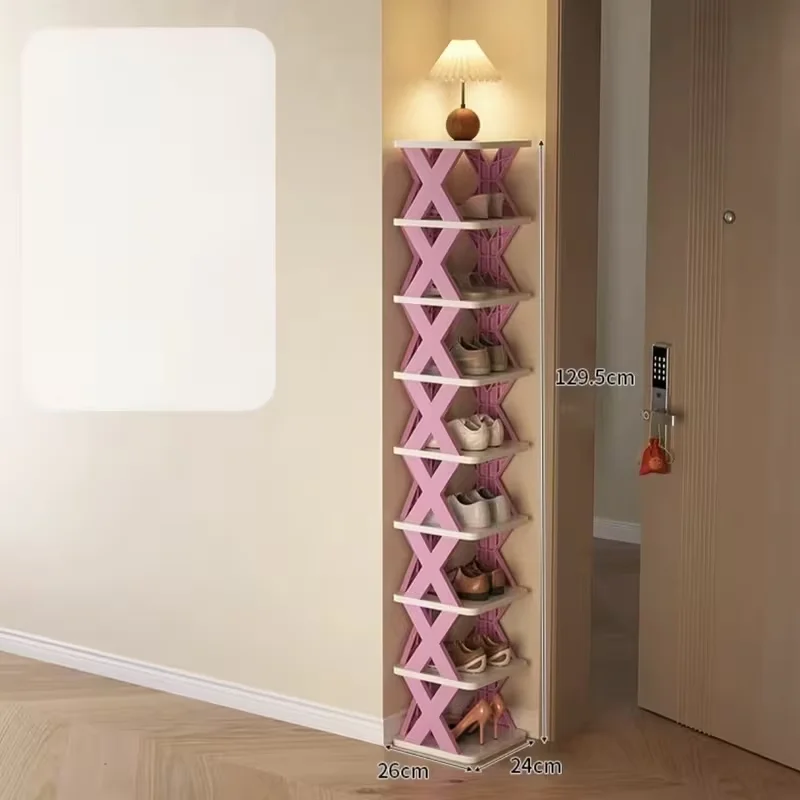 Platzsparender Eck-Schuhregal-Organizer – Hohes, schmales, robustes Kunststoffregal mit 6/9 Ebenen für 6/9 Paar Schuhe & Stiefel, vielseitige Aufbewahrung für Eingangsbereich, Schrank, Garage,