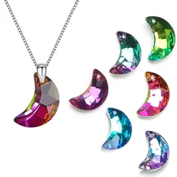 20Pcs/Lot 20mm Jewelry For Women Crafts Loose Beads Charm Glass Moon Pendant Crystal Making Necklaces DIY Earring Findings