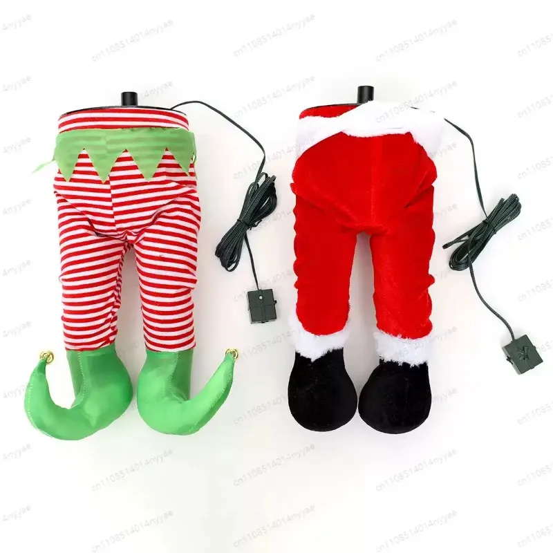 Electric Santa Claus Pants Christmas Tree Pendant Swing Shaking Ornaments Christmas Decoration Scene Arrangement
