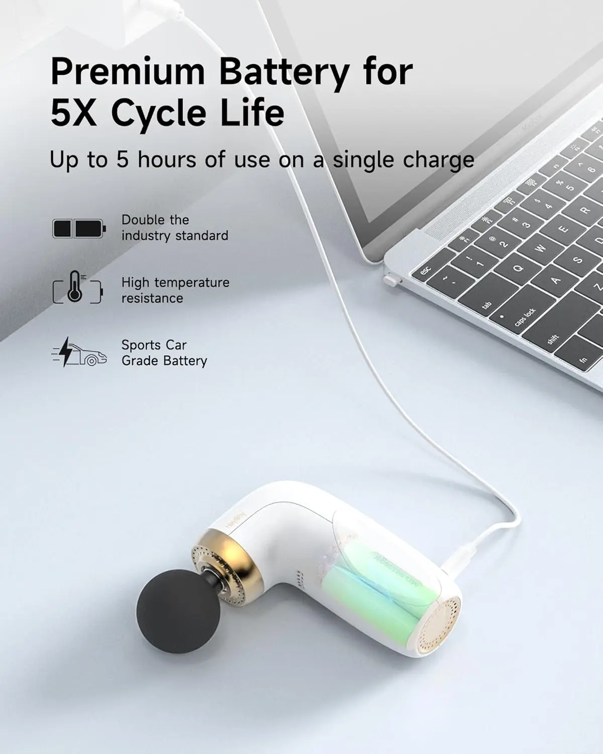 A1 Super Mini pistolet de massage, masseur musculaire à percussion portable pour voyage, bureau, athlètes – Blanc