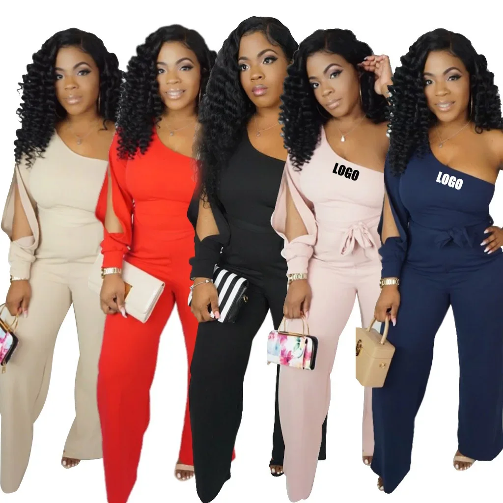

Custom LOGO women's clothing new spring and summer single-sleeved hollow jumpsuit fashionable and sexy women's clothing