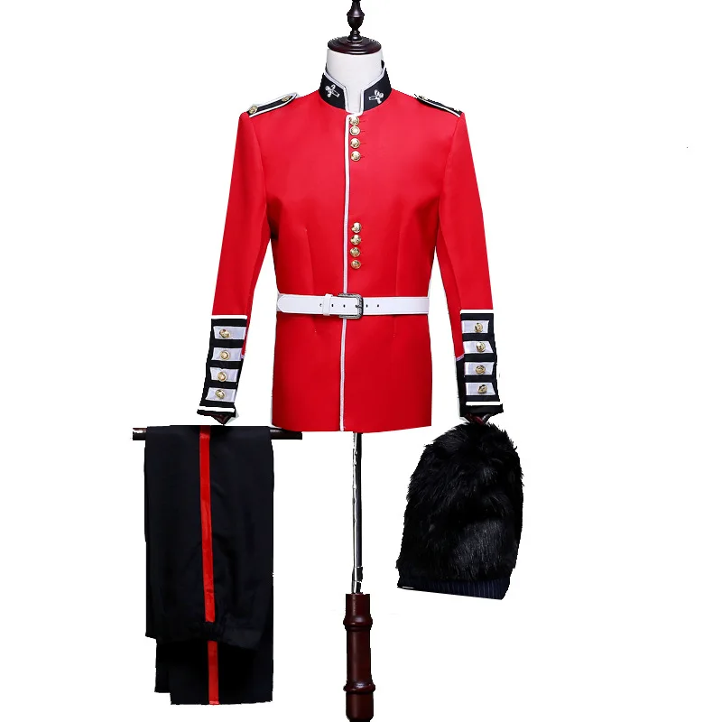 Mens Royal Guard Costume Renaissance Medieval British Soldiers Uniform Performance Soldiers Suits English Royal Guard Uniform